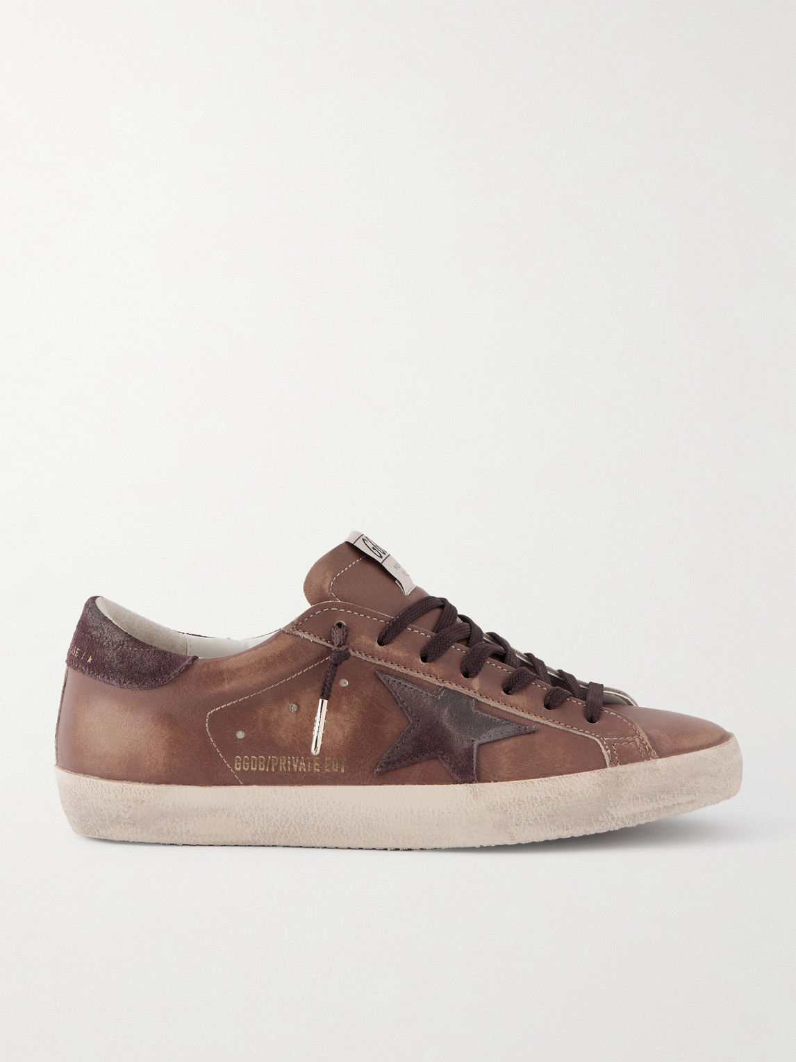 Golden Goose Super-Star Private EDT Distressed Suede-Trimmed Leather Sneakers - Men