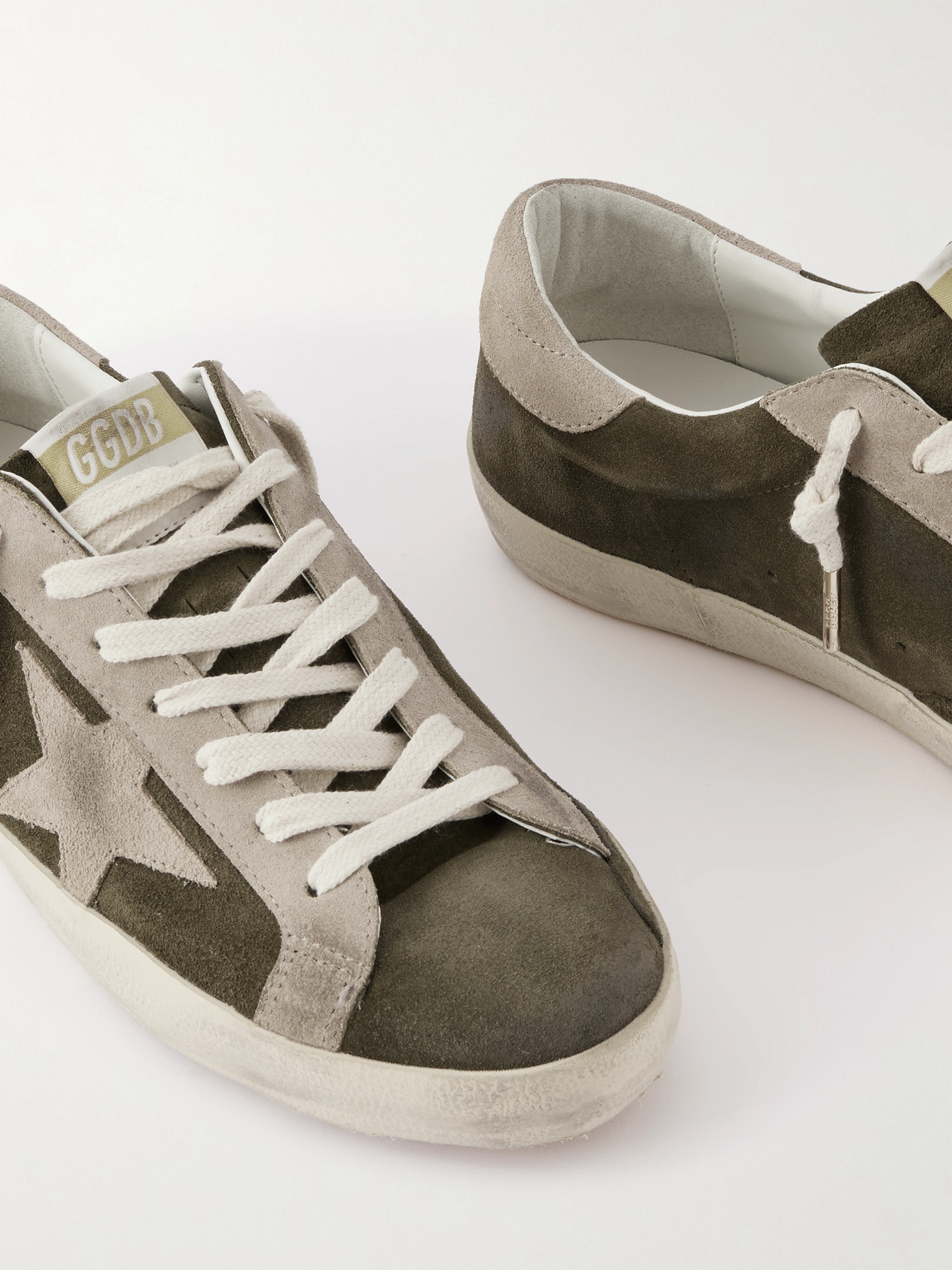 Golden Goose Super-star Private Edt Distressed Suede Sneakers In Green