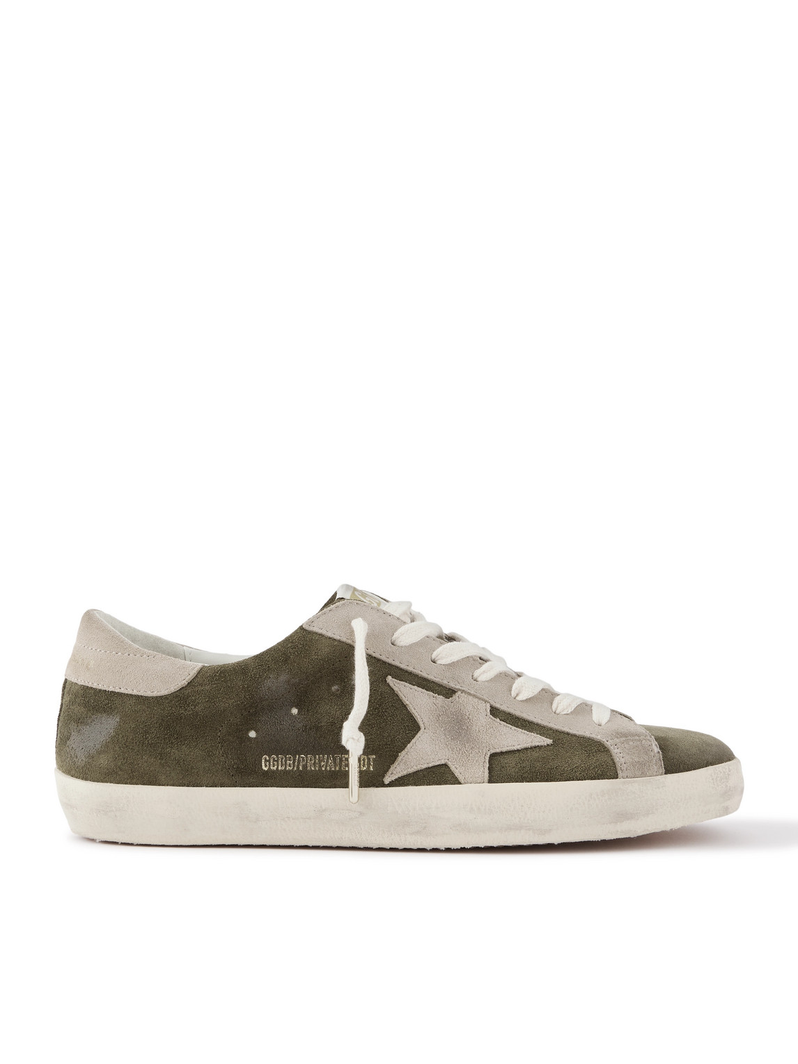 Golden Goose Super-star Private Edt Distressed Suede Sneakers In Green
