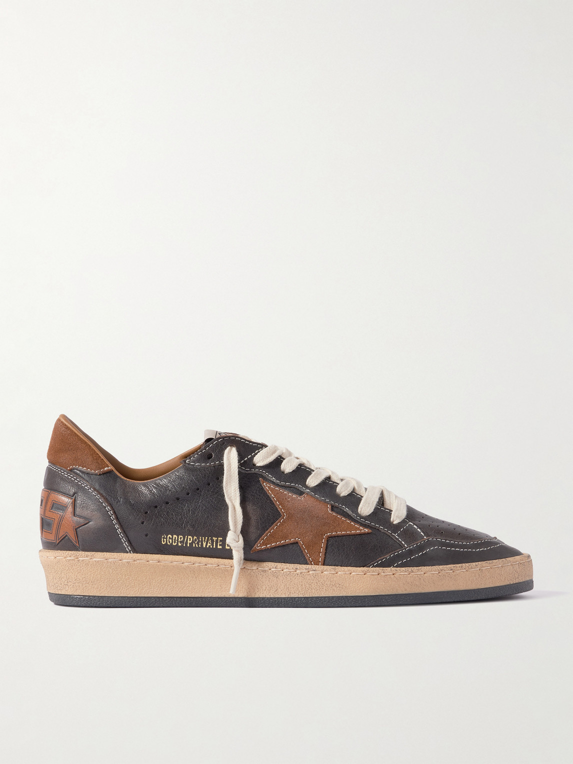 Golden Goose Ball Star Distressed Suede-Trimmed Leather Sneakers - Men