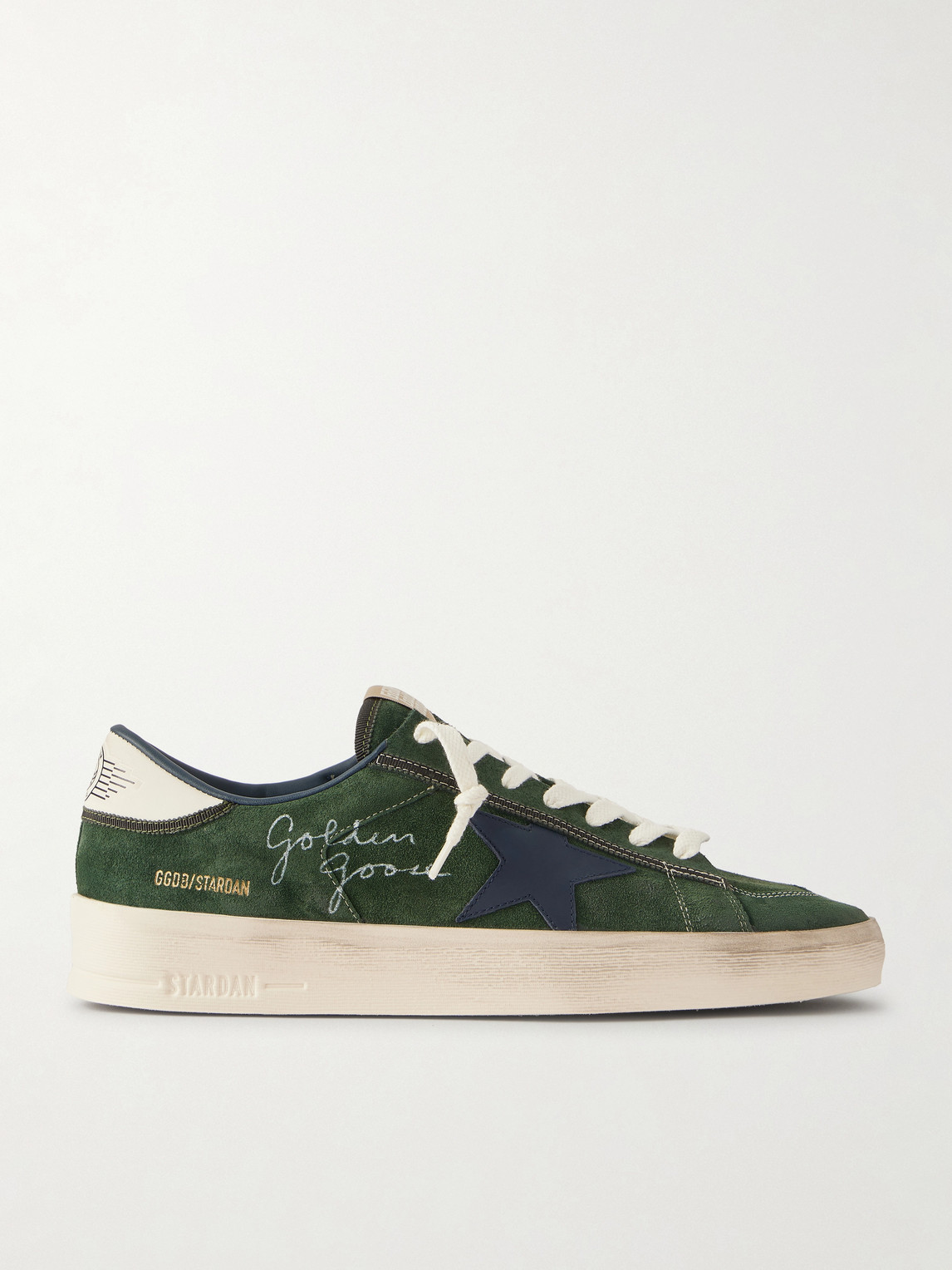 Golden Goose Stardan Distressed Leather-Trimmed Suede Sneakers EU 43