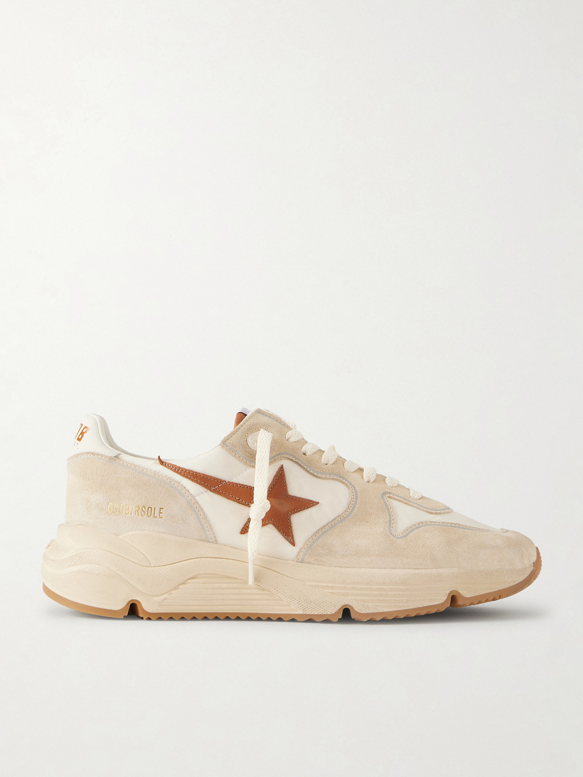 Golden Goose Running Sole Leather-Trimmed Suede and Shell Sneakers EU 42
