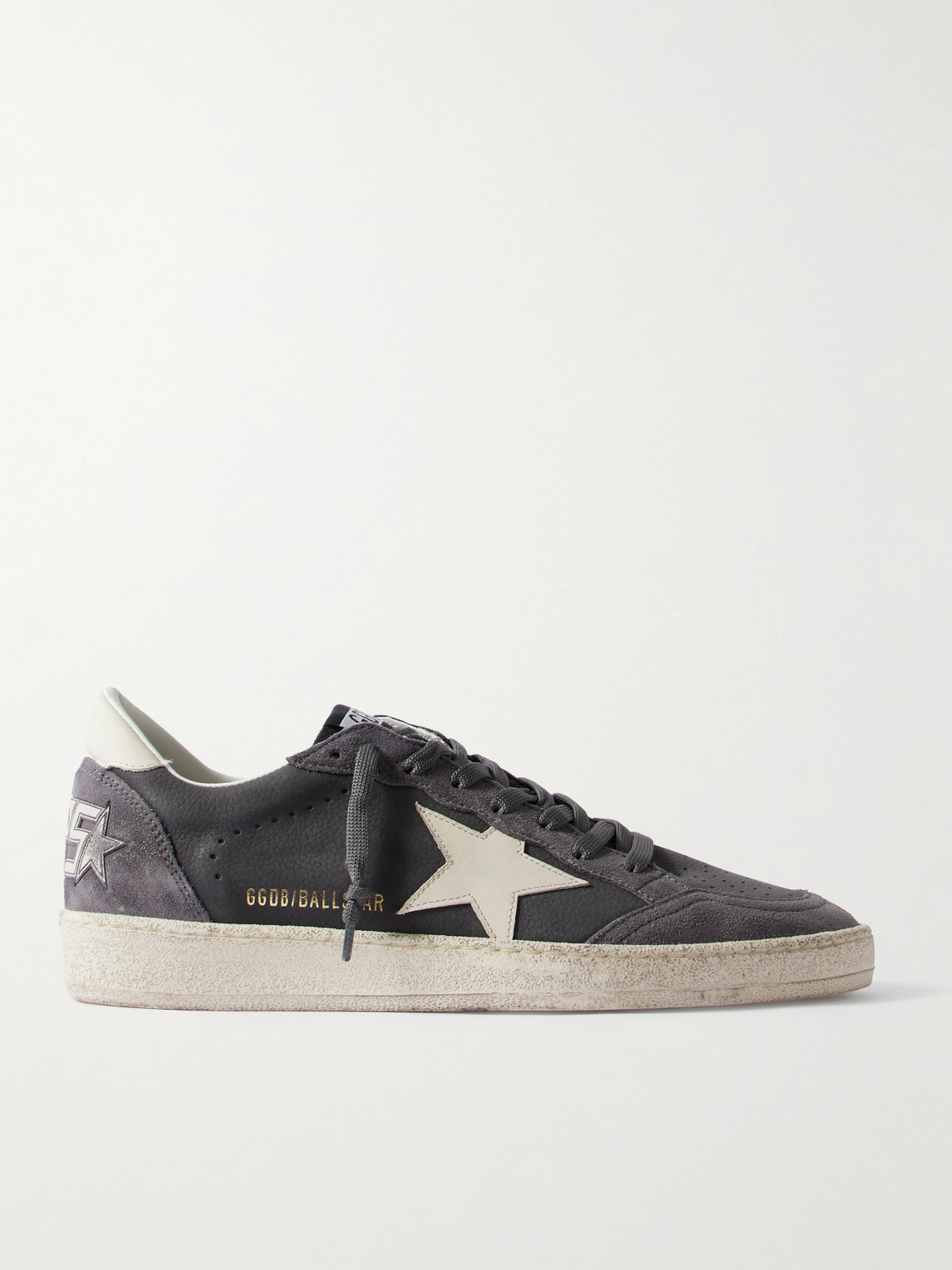 Golden Goose Ball Star Distressed Suede-Trimmed Leather Sneakers EU 45
