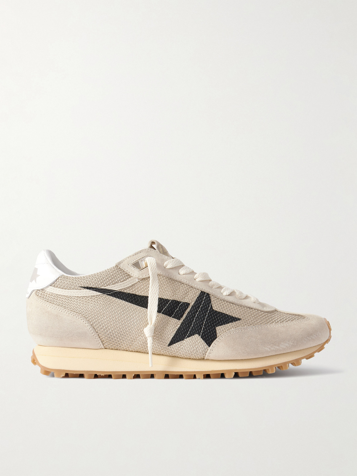 Golden Goose Marathon Distressed Suede-Trimmed Printed Mesh Sneakers EU 39