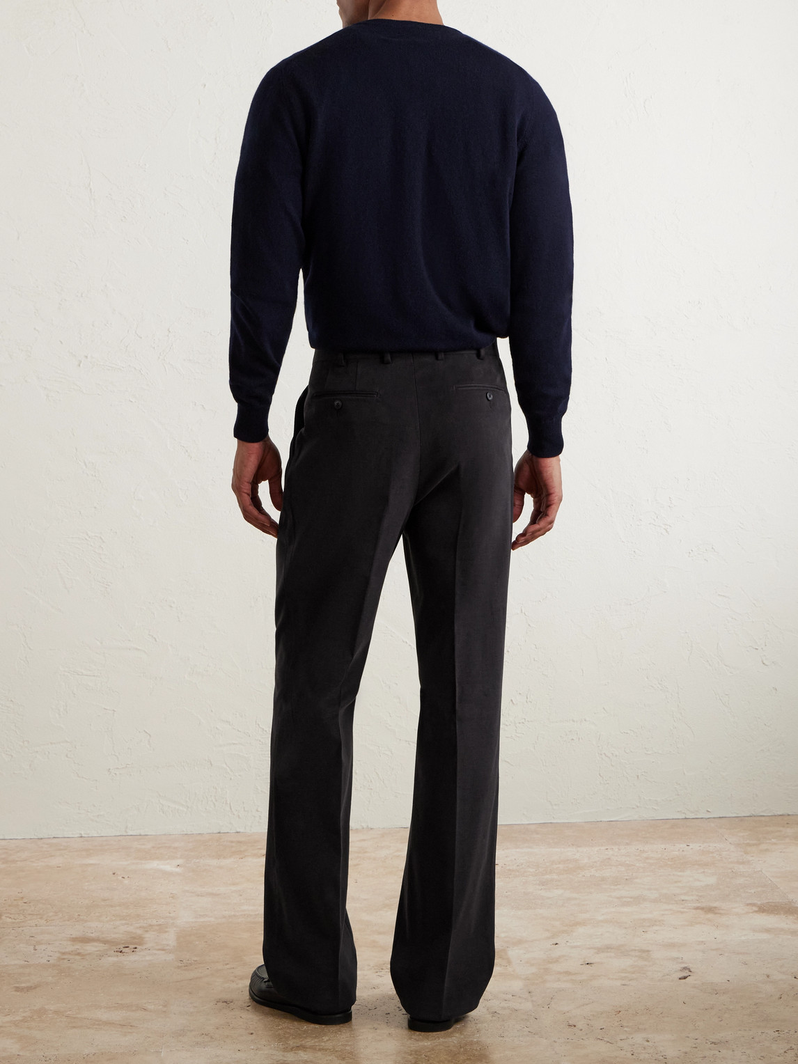 Saman Amel Amo Straight-leg Brushed Cotton-blend Twill Sui Trousers In Black