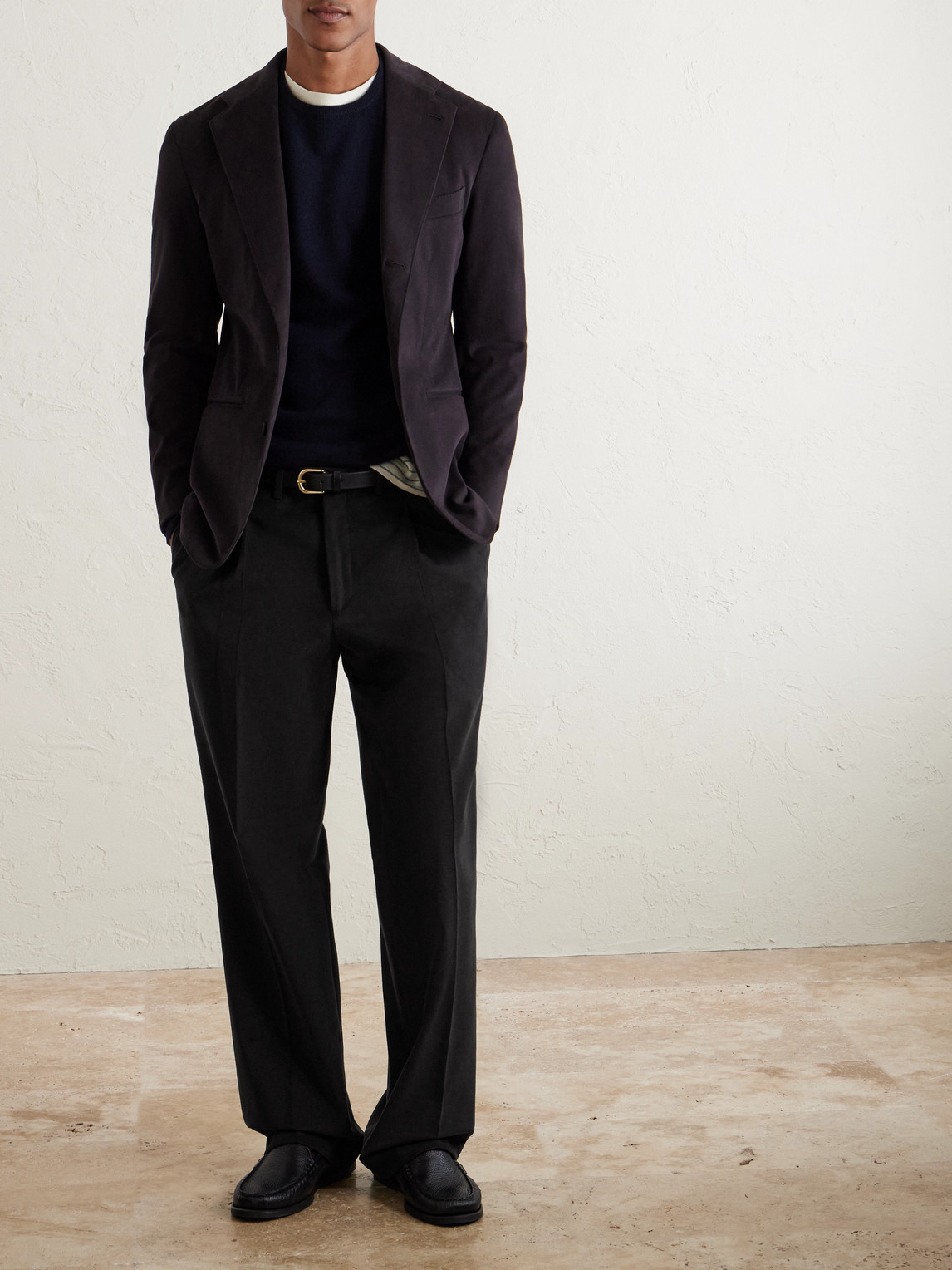 Saman Amel Amo Straight-leg Brushed Cotton-blend Twill Sui Trousers In Black