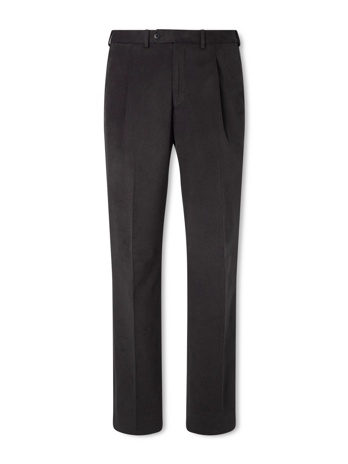 Saman Amel Amo Straight-leg Brushed Cotton-blend Twill Sui Trousers In Black