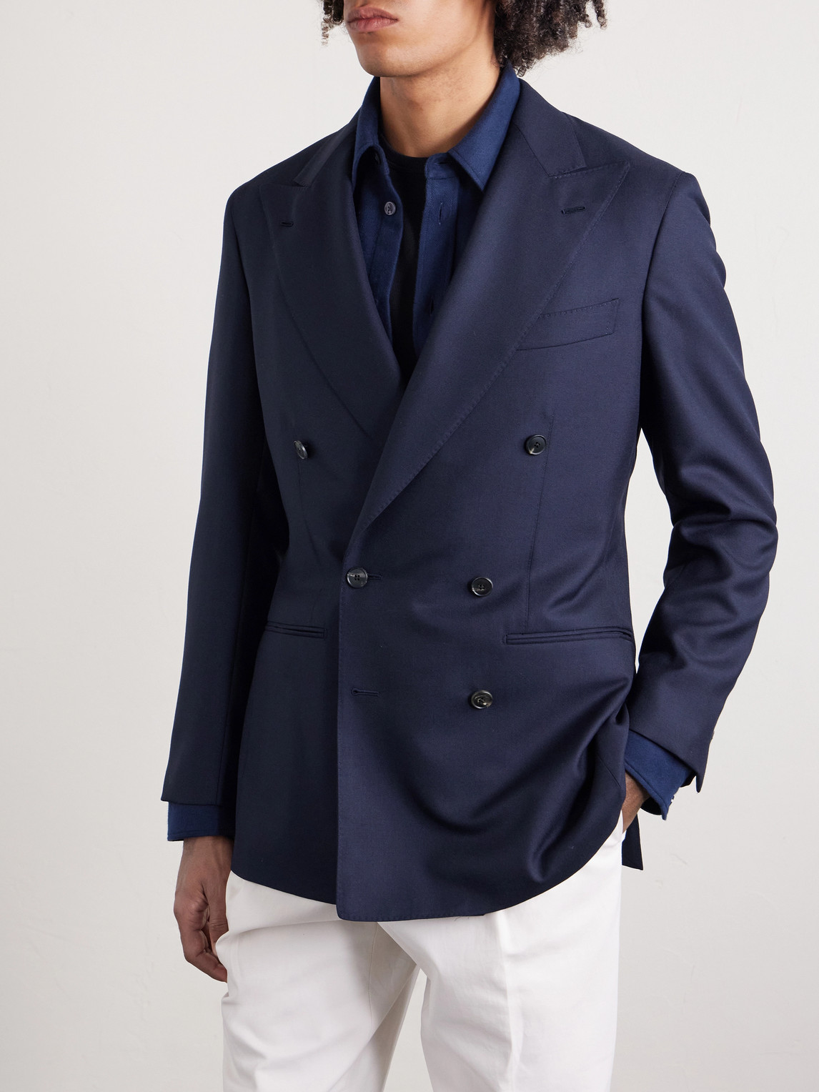  Saman Amel - Double-breasted Wool Suit Jacket - Men - Blue - It 48 