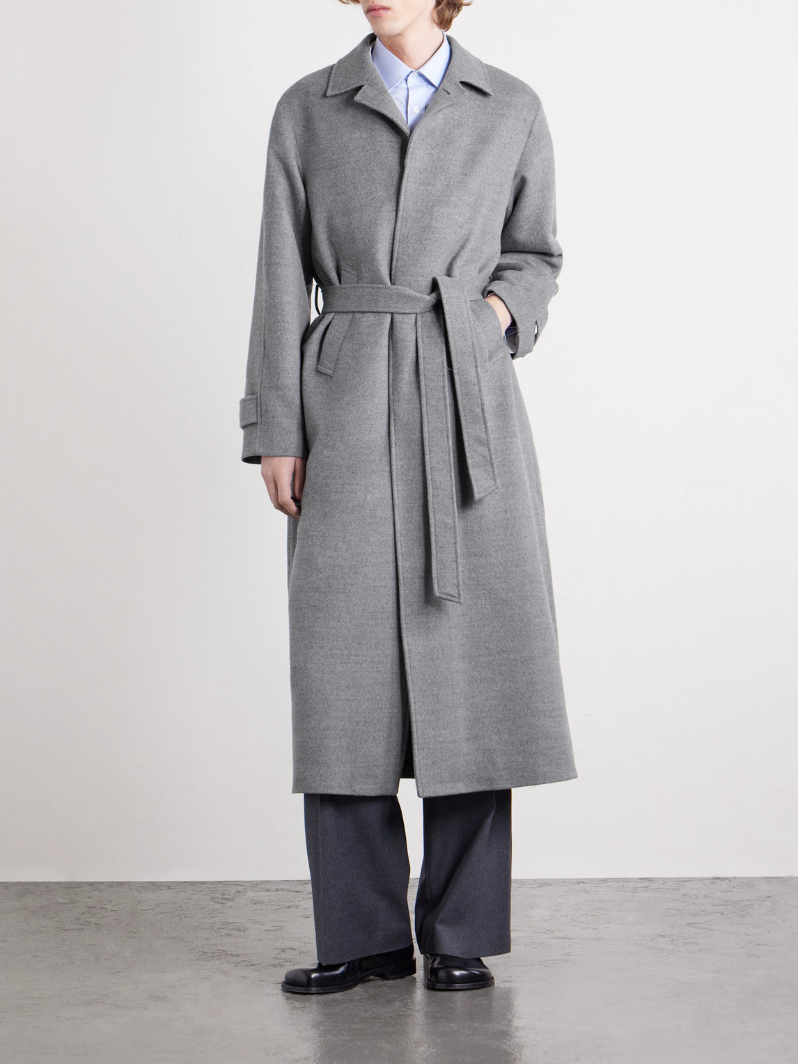  Saman Amel - Belted Wool Overcoat - Men - Gray - It 50 