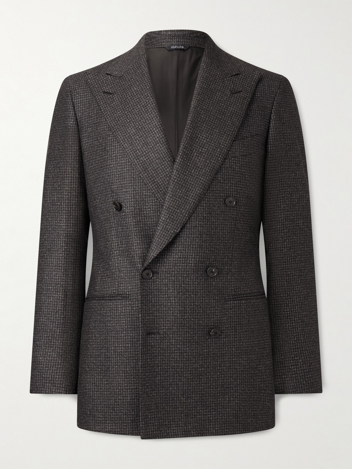 Saman Amel Double-breasted Houndstooth Wool Suit Jacket In Black