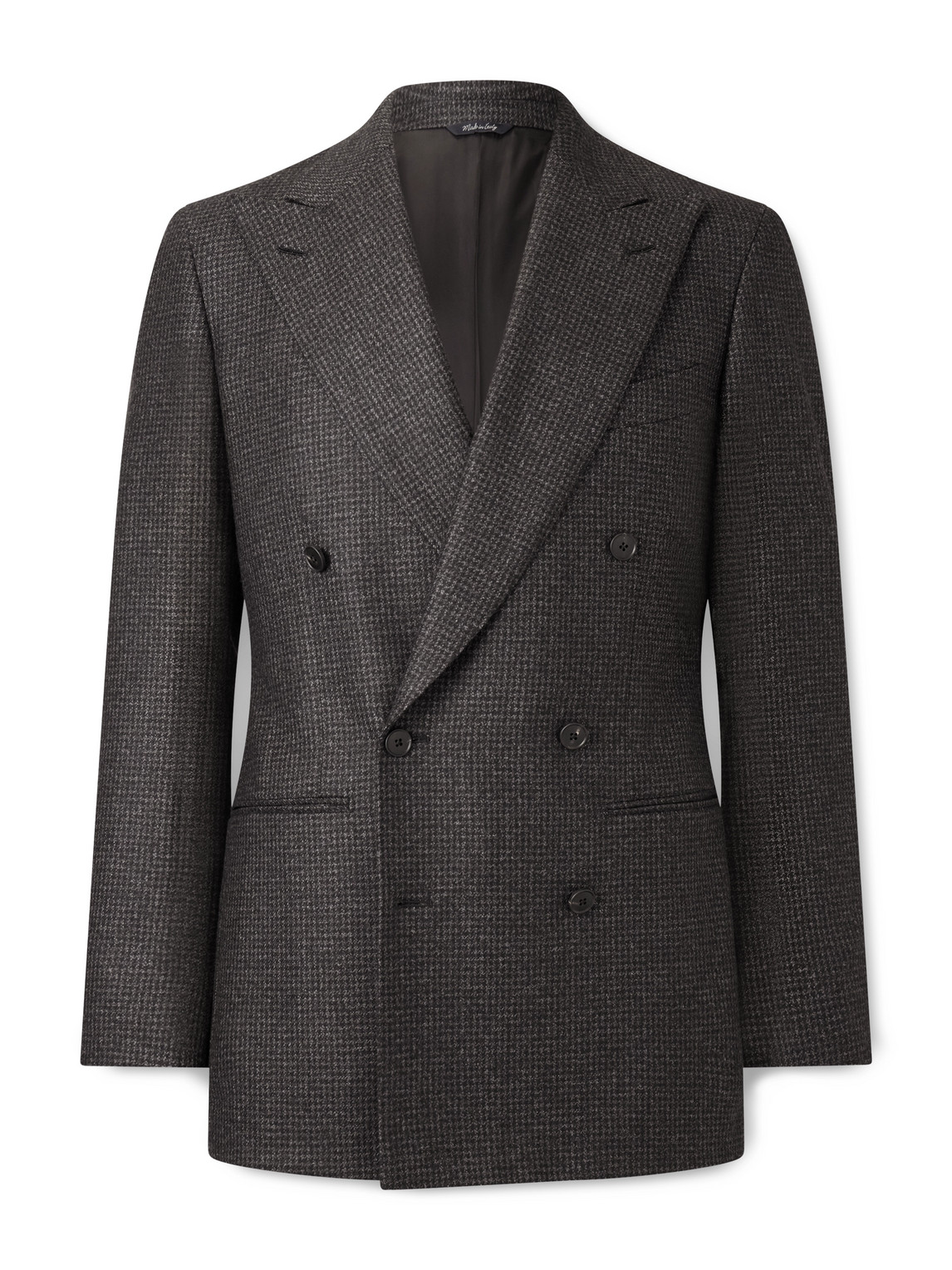 Saman Amel Double-breasted Houndstooth Wool Suit Jacket In Black