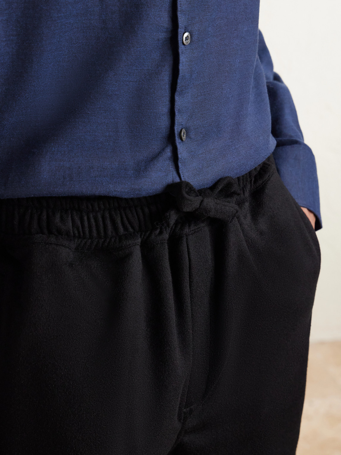 Straight-Leg Cashmere Drawstring Trousers