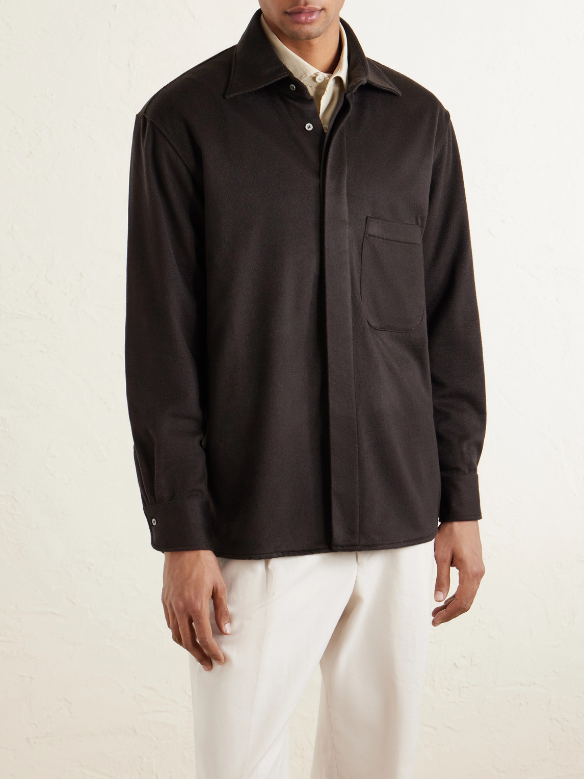  Saman Amel - Cashmere Shirt Jacket - Men - Brown - It 46 