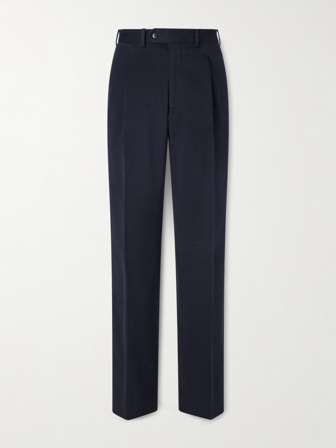 Saman Amel Straight-Leg Pleated Peached Cotton-Blend Trousers - Men