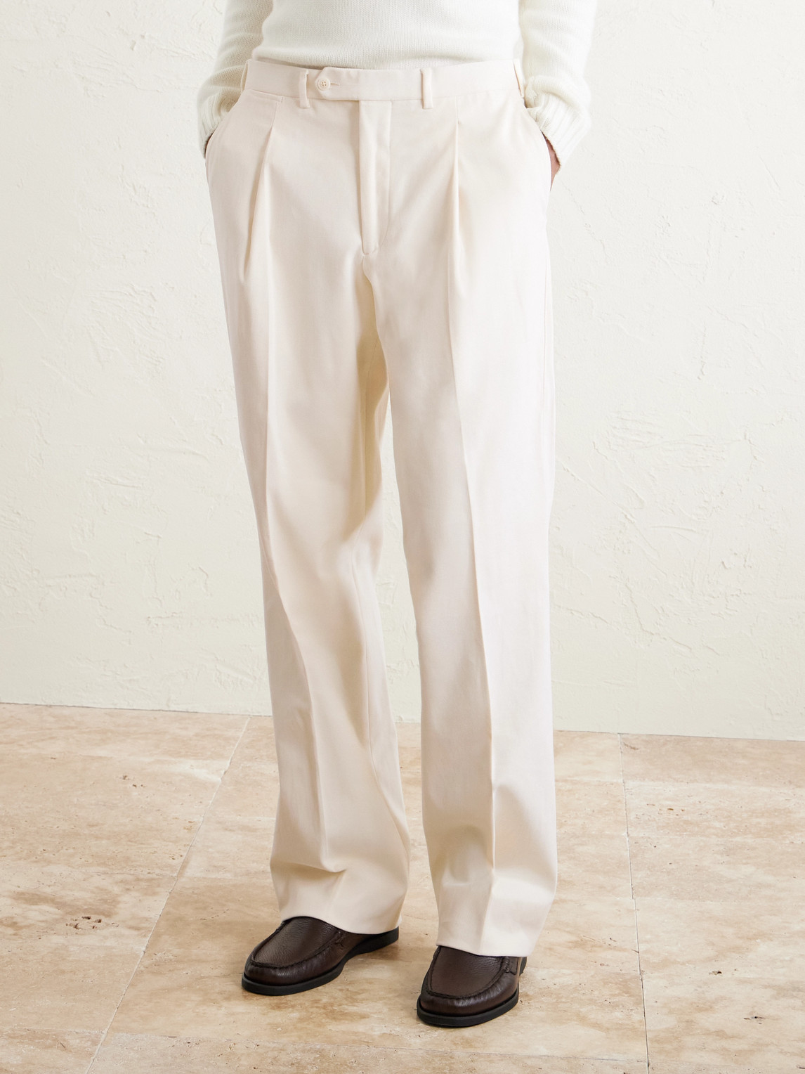  Saman Amel - Amo Straight-leg Pleated Peached Cotton-blend Twill Suit Trousers - Men - Neutrals - It 48 