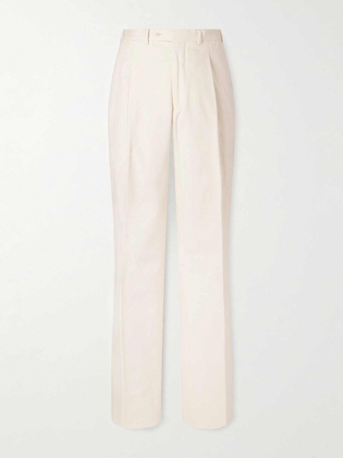 Saman Amel Amo Straight-Leg Pleated Peached Cotton-Blend Twill Suit Trousers - Men