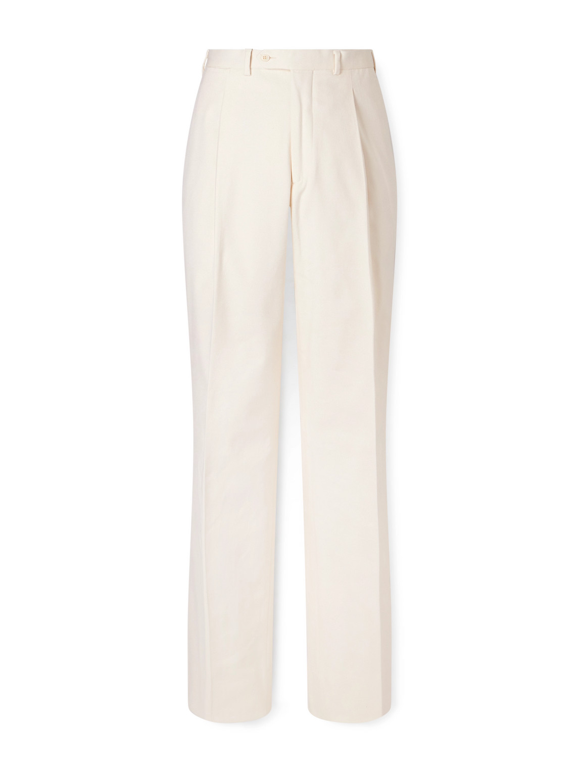 Saman Amel Amo Straight-leg Pleated Peached Cotton-blend Twill Suit Trousers In Gray