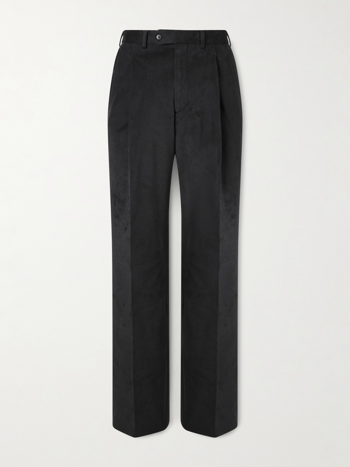 Saman Amel Straight-Leg Pleated Peached Cotton-Blend Trousers - Men