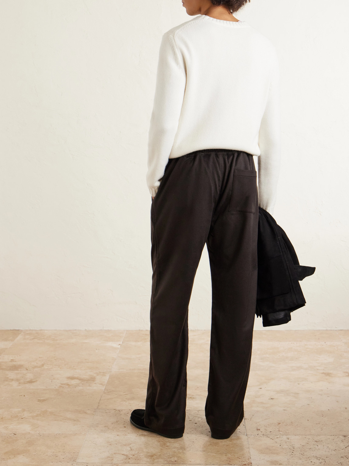 Straight-Leg Cashmere Drawstring Trousers