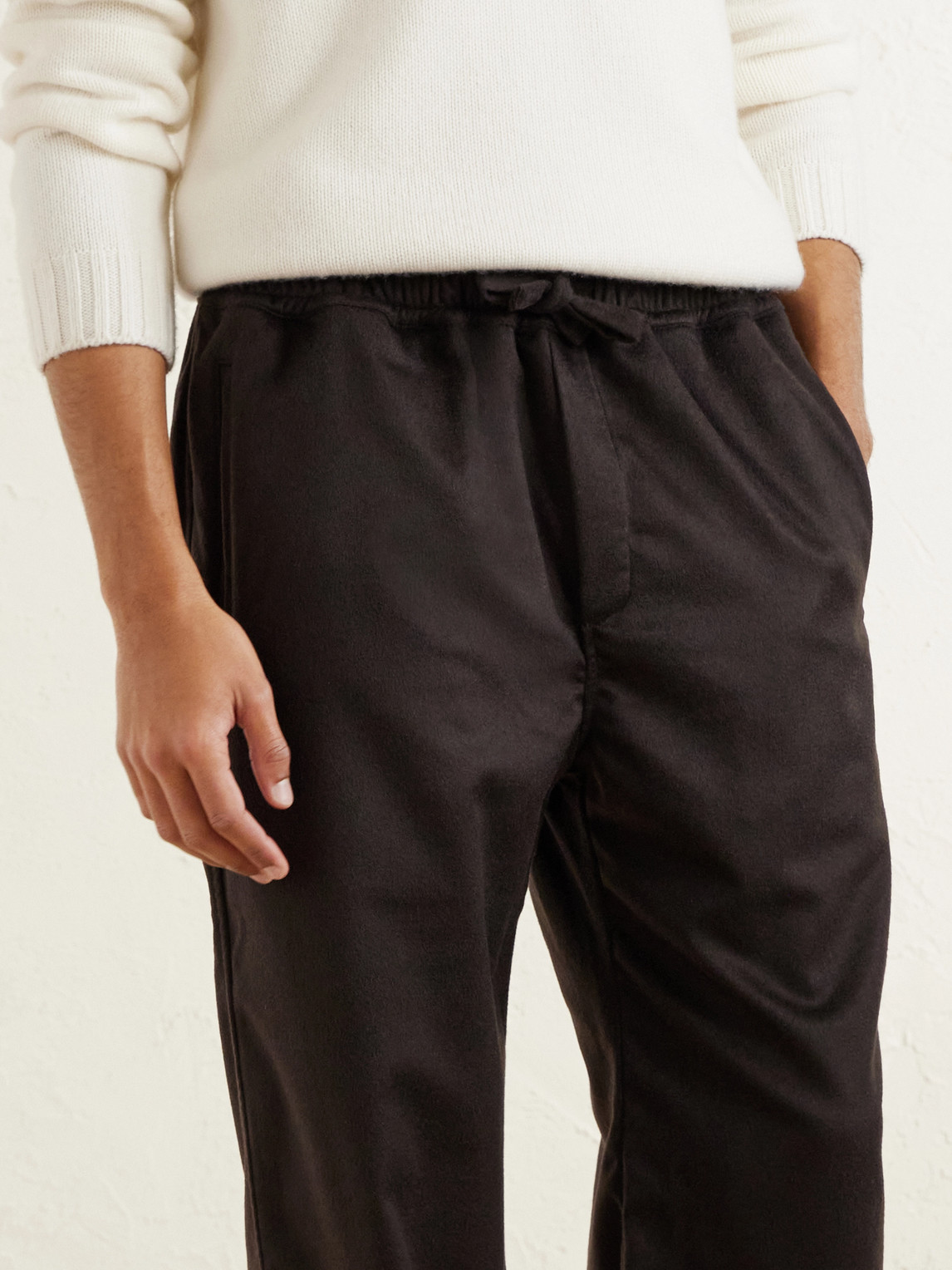Straight-Leg Cashmere Drawstring Trousers