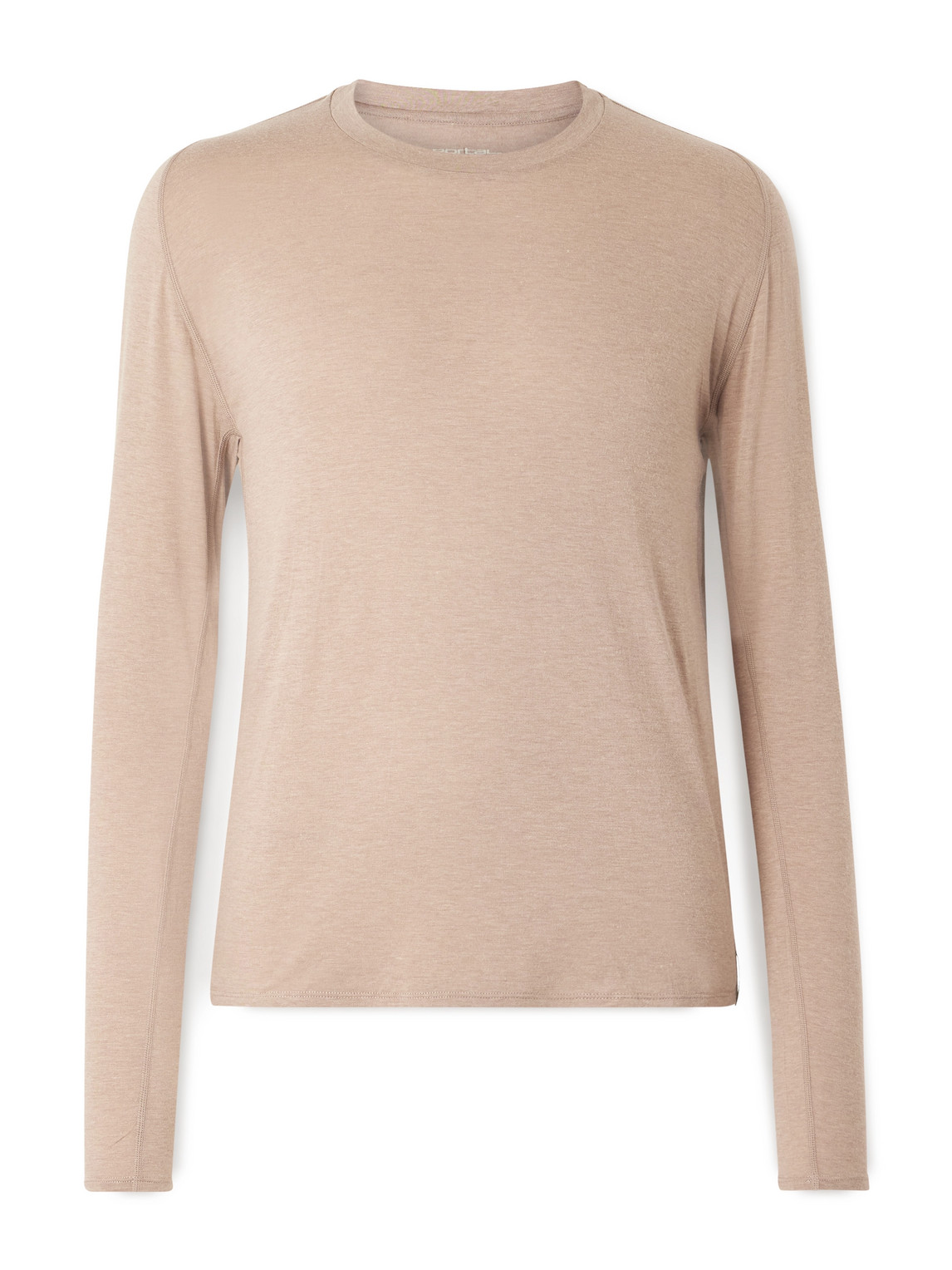 Portal Merino Wool-blend Jersey T-shirt In Brown