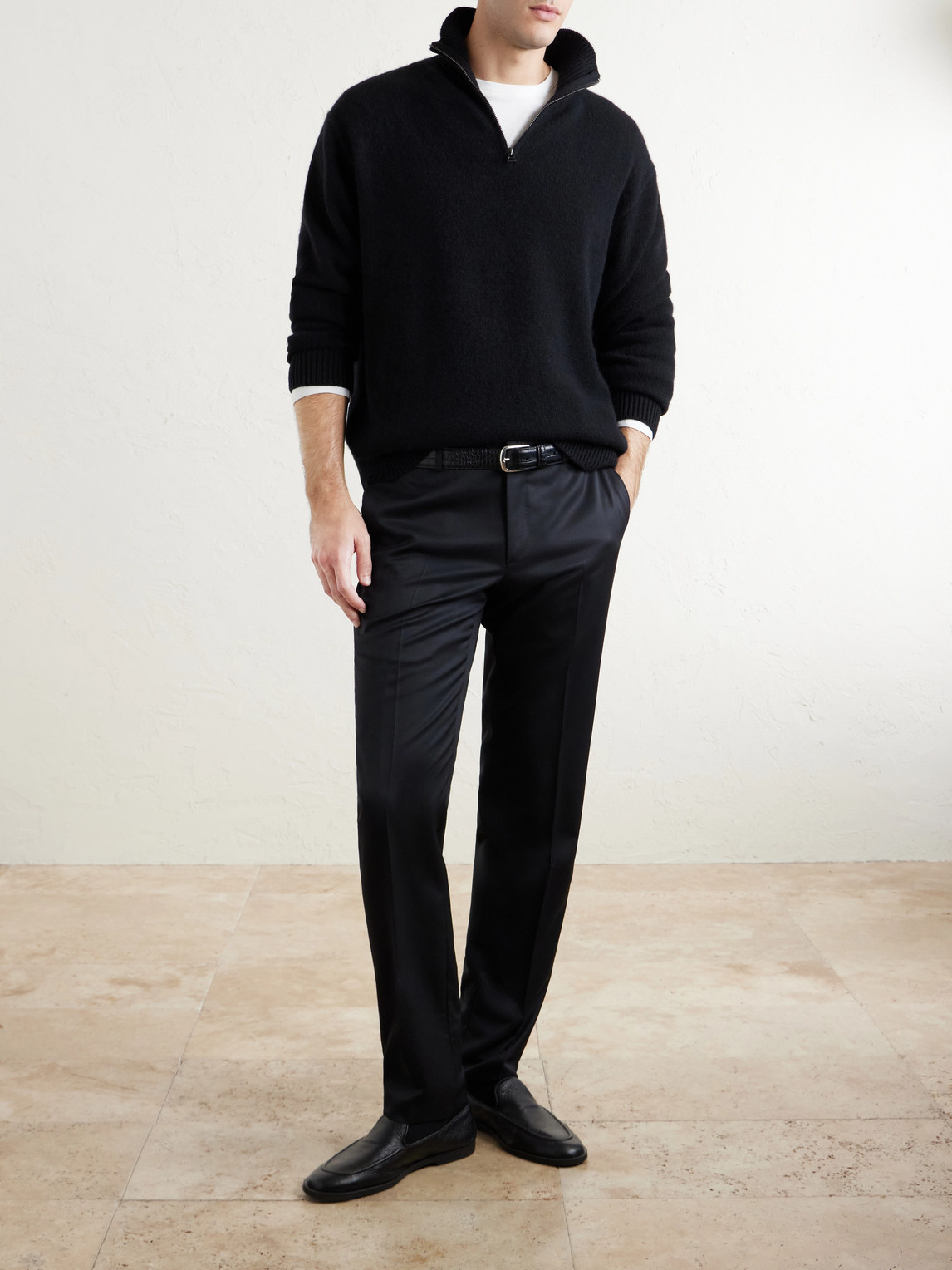Straight-Leg Super 220S Wool Trousers