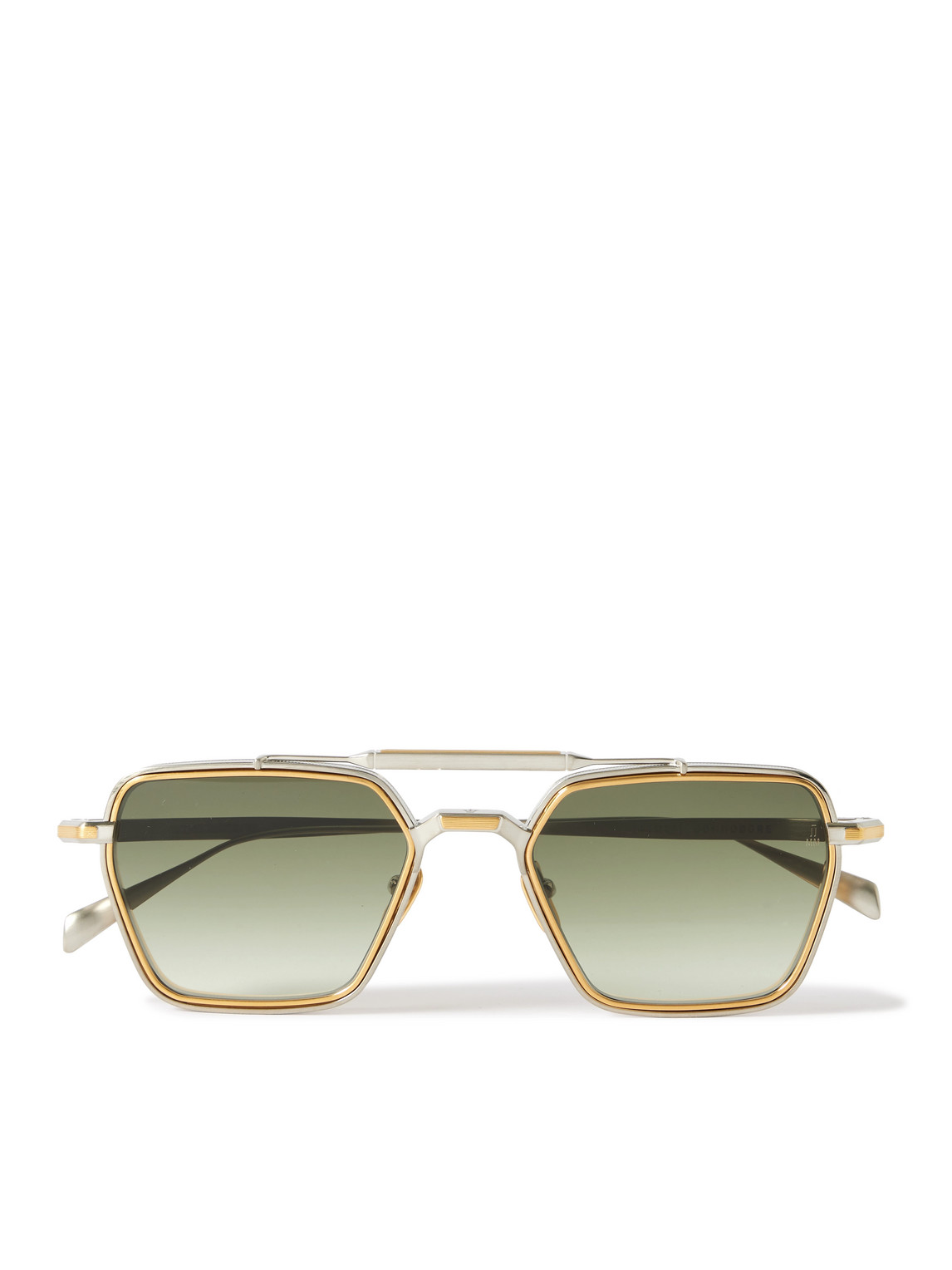 Jacques Marie Mage Commodore Aviator-style Silver And Gold-tone Beta Titanium Sunglasses