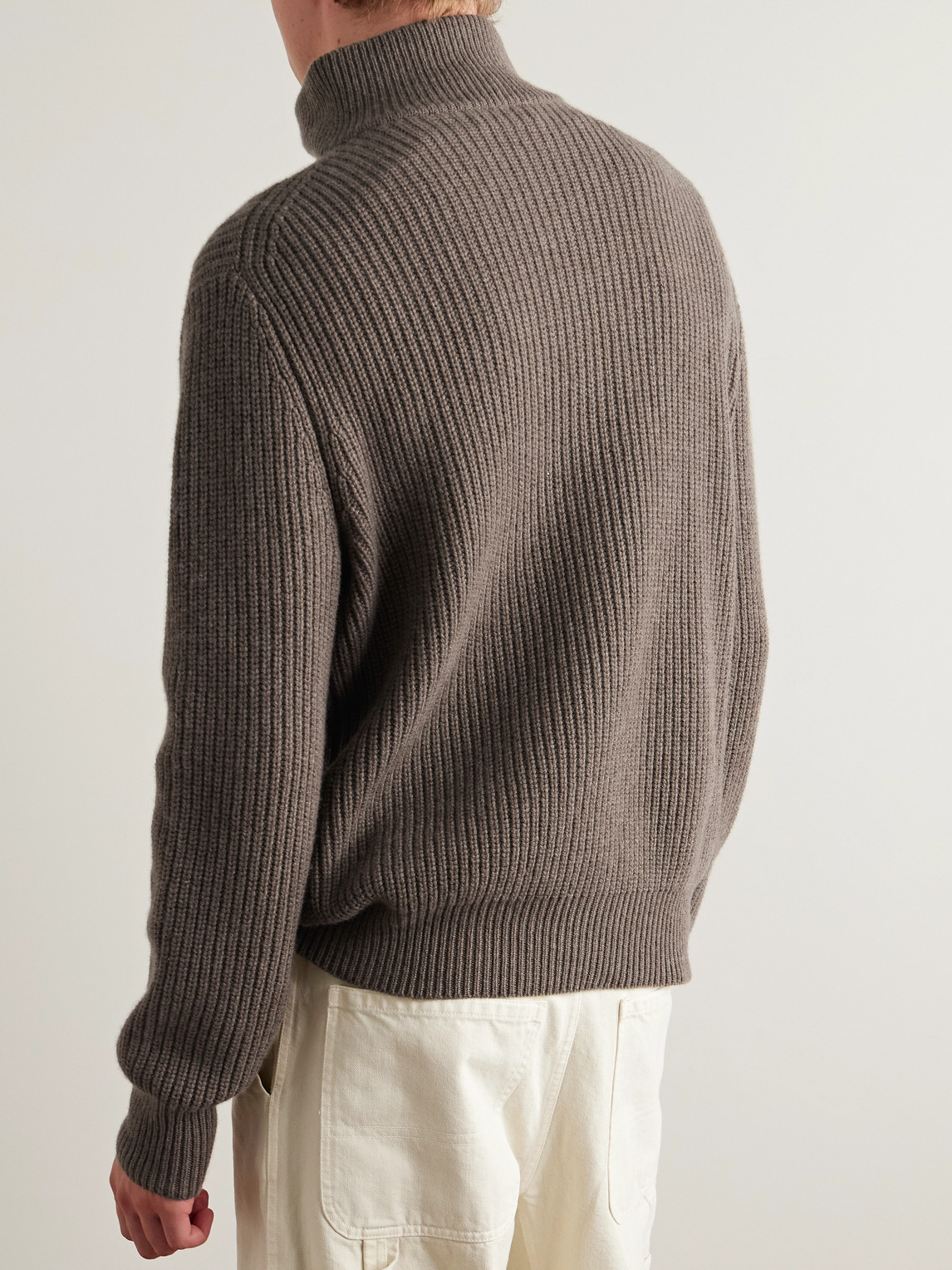  Nili Lotan - Heston Ribbed Cashmere Half-zip Sweater - Men - Green - S 