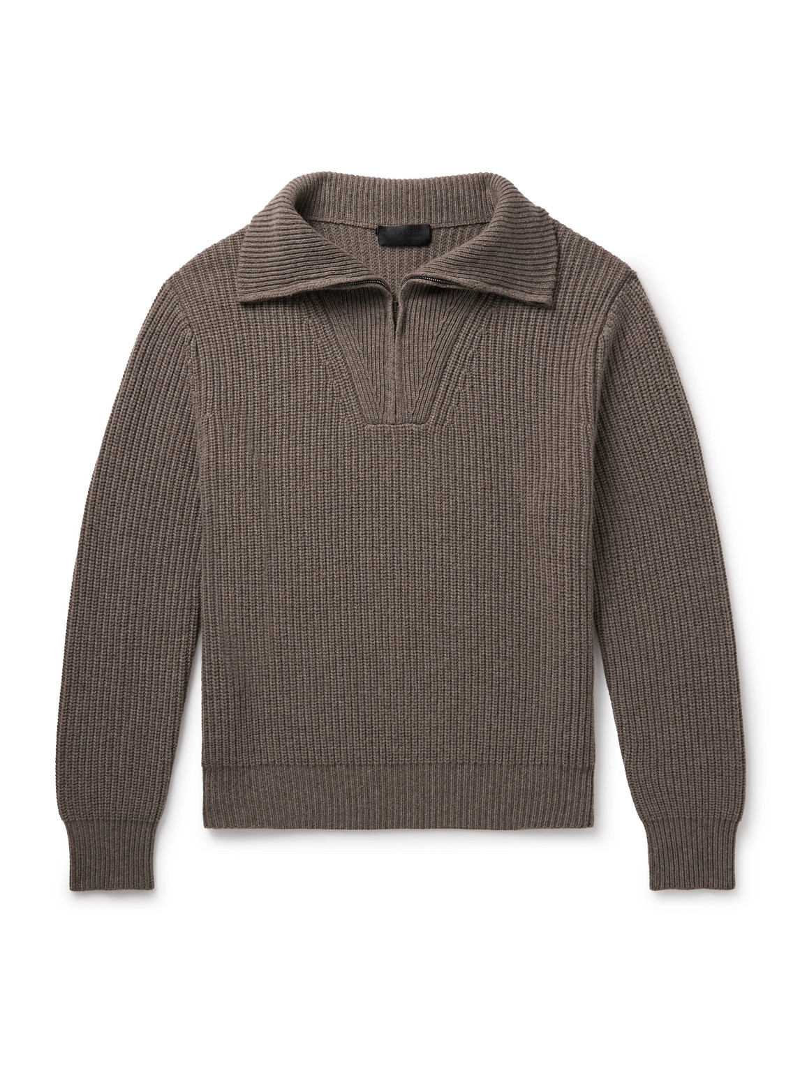 Nili Lotan Heston Ribbed Cashmere Half-zip Sweater In Green