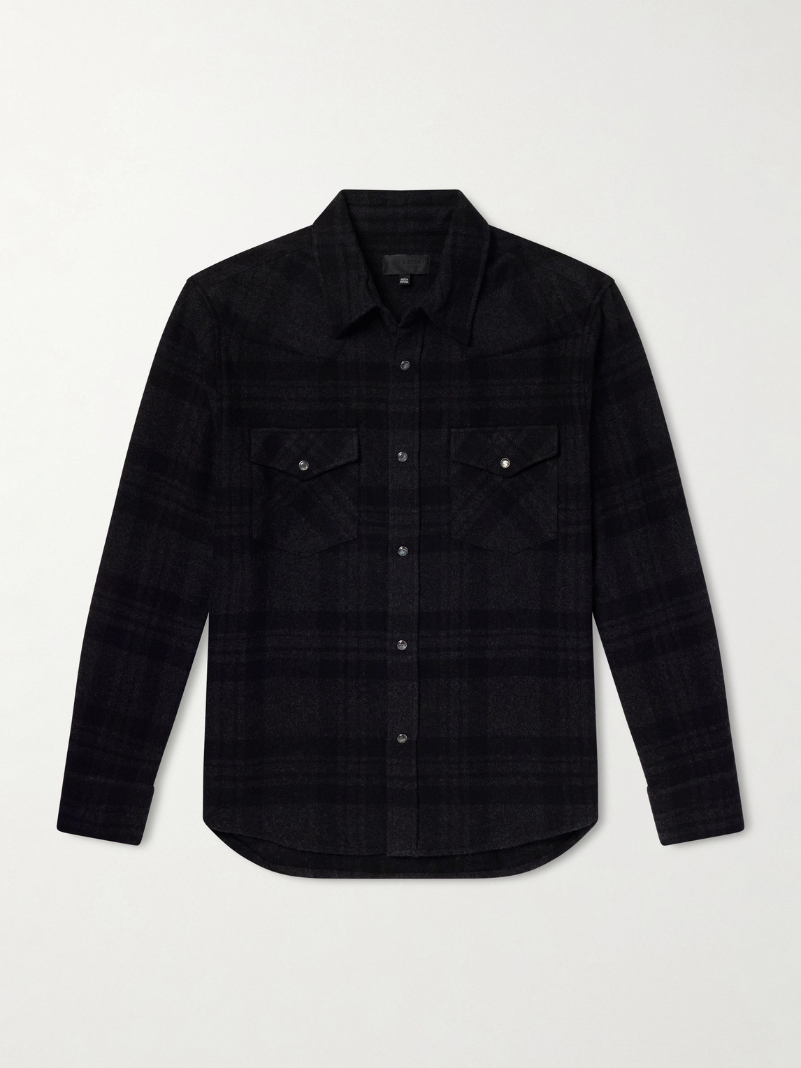 Nili Lotan Travis Checked Cashmere Shirt In Black