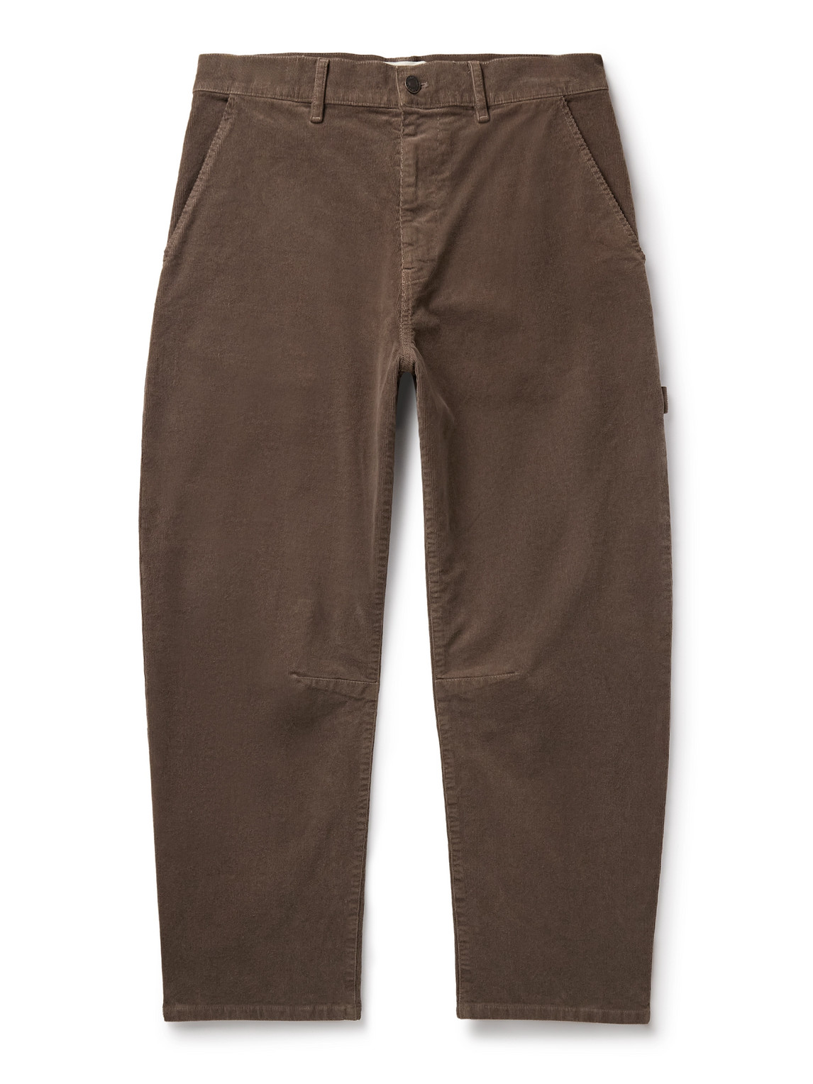 Nili Lotan Carpenter Cropped Straight-leg Cotton-blend Corduroy Trousers In Brown