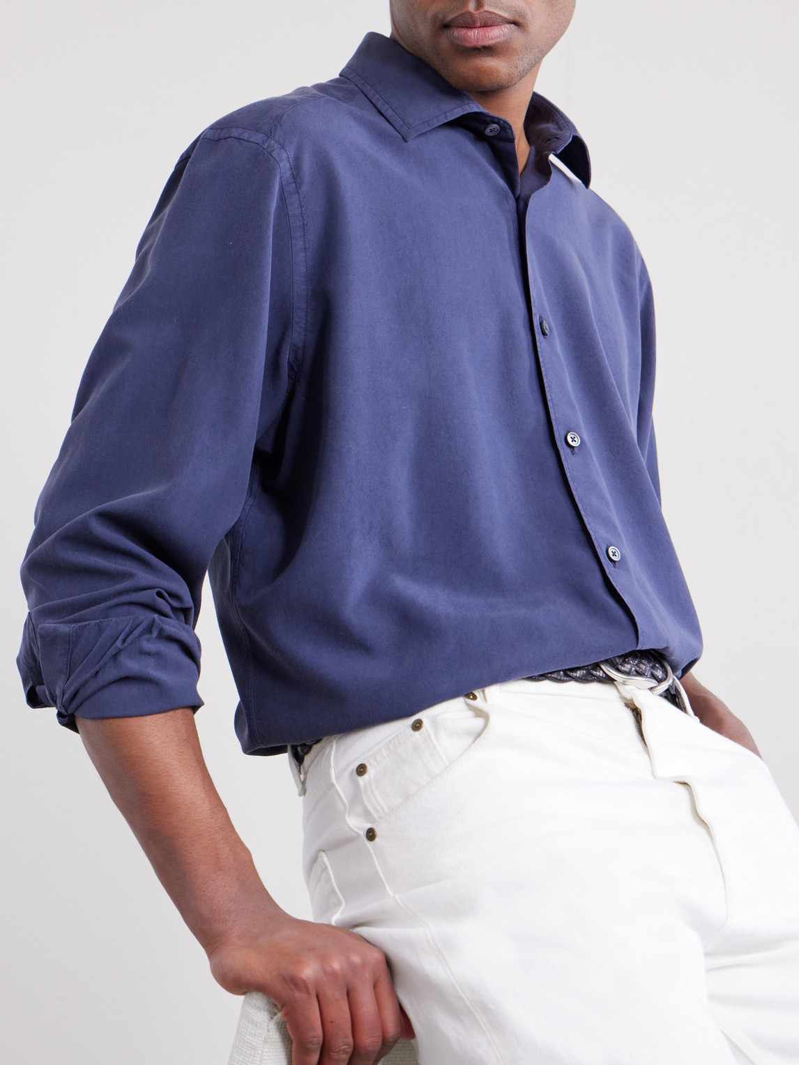 Garment-Dyed Mulberry Silk Shirt