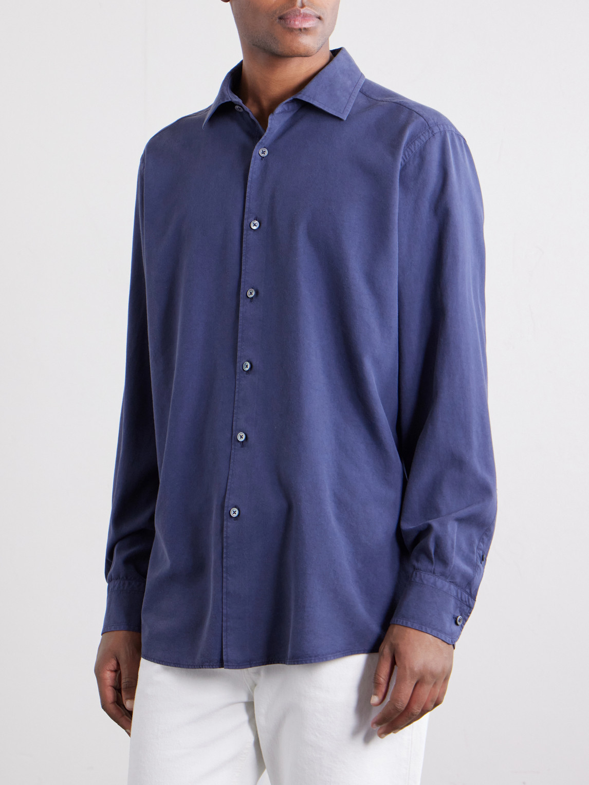 Garment-Dyed Mulberry Silk Shirt