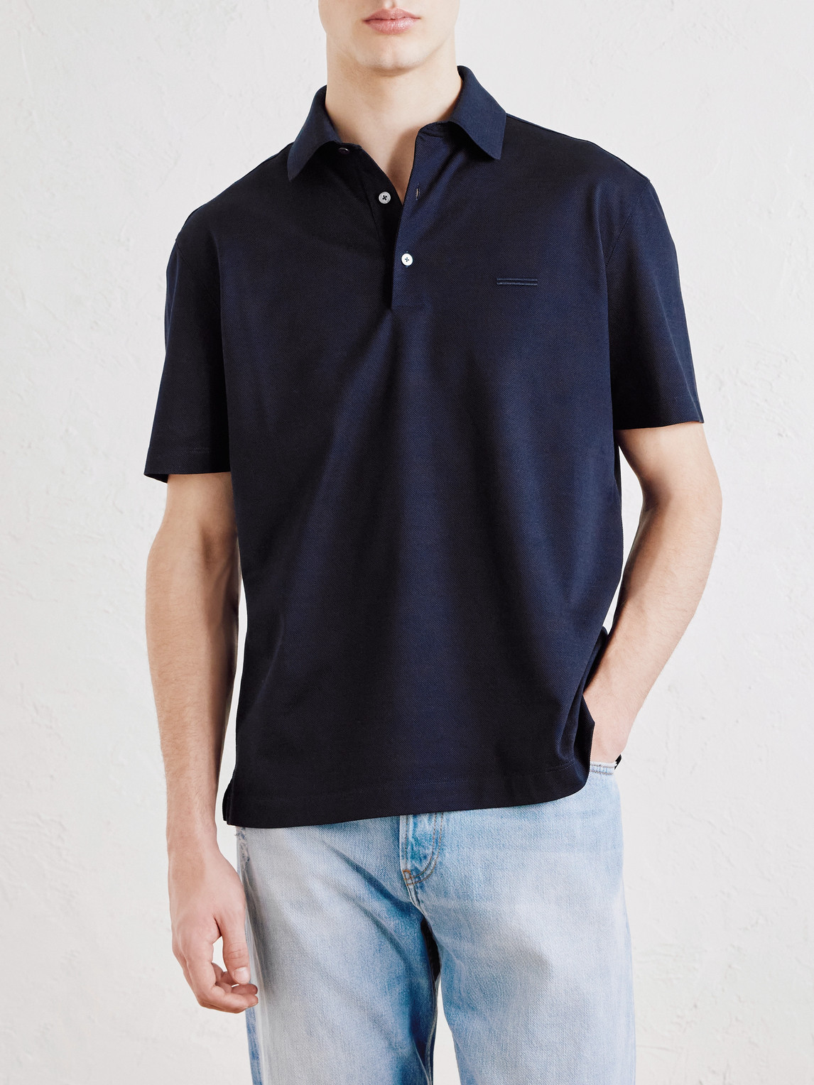 Knitted Cotton-Piqué Polo Shirt
