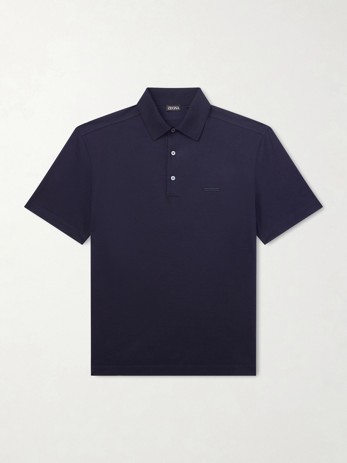 Zegna Embroidered Cotton-Piqué Polo Shirt IT 56