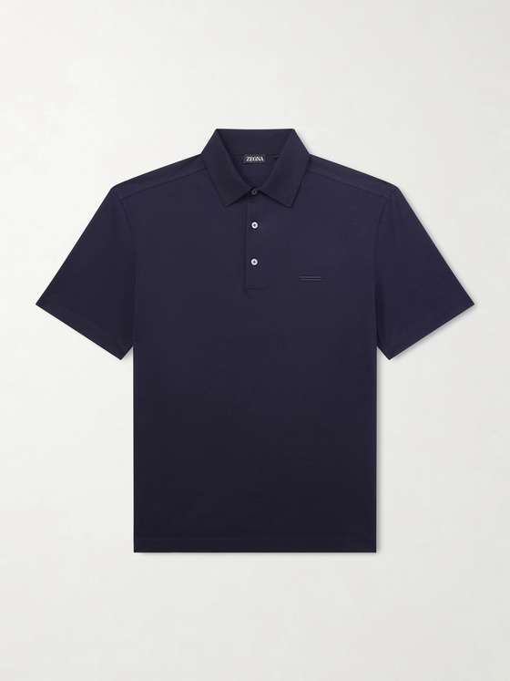 Ermenegildozegna Knitted Cotton-Piqué Polo Shirt