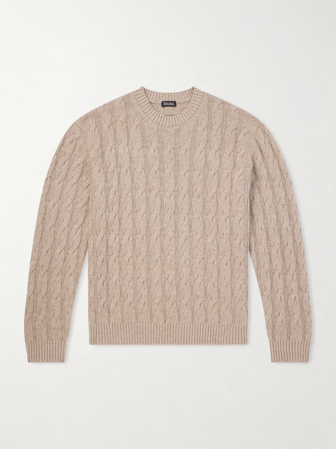 Zegna Cable-Knit Linen, Cashmere and Silk-Blend Sweater IT 50