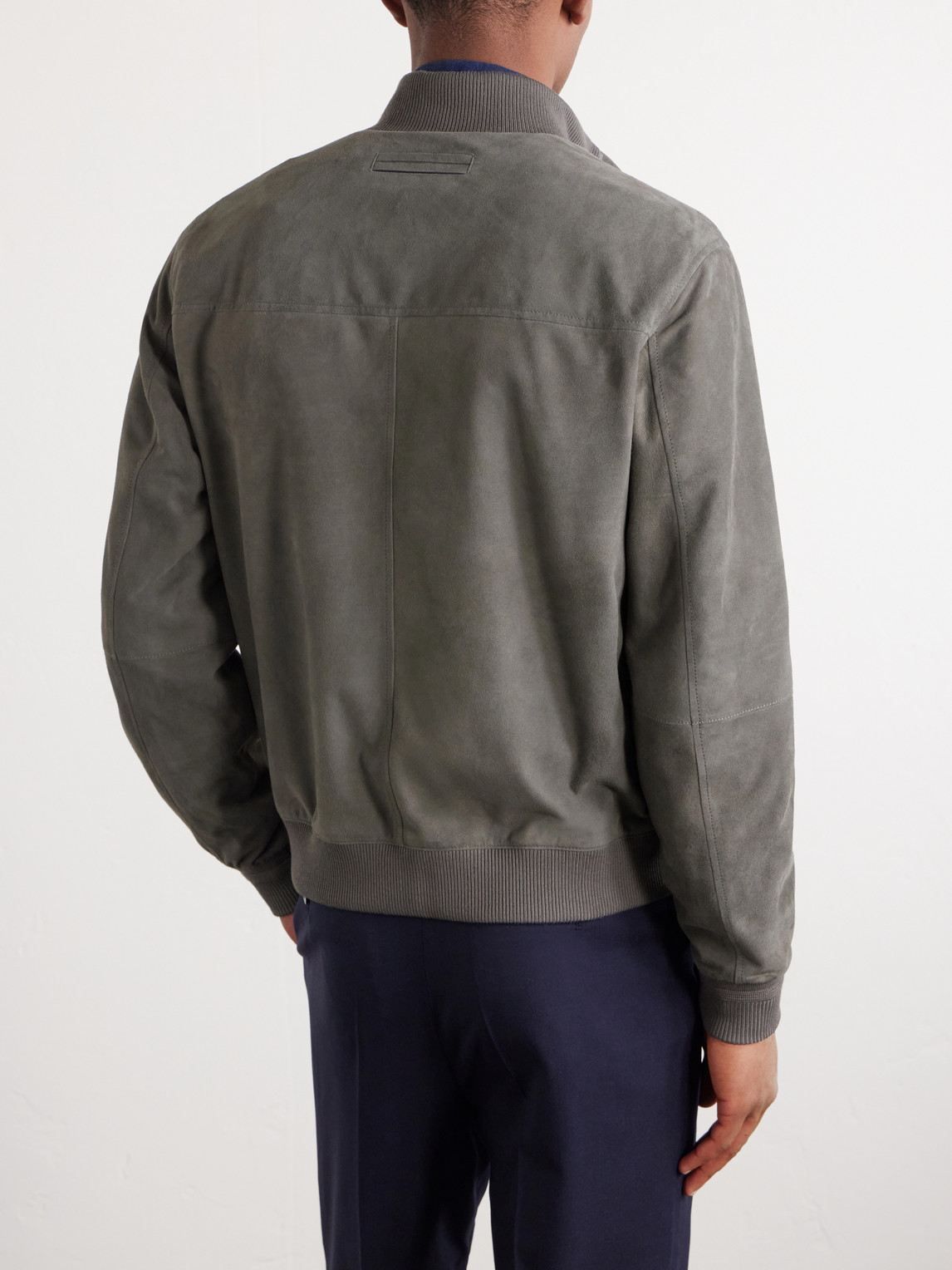  Zegna - Ribbed Suede Jacket - Men - Gray - It 46 