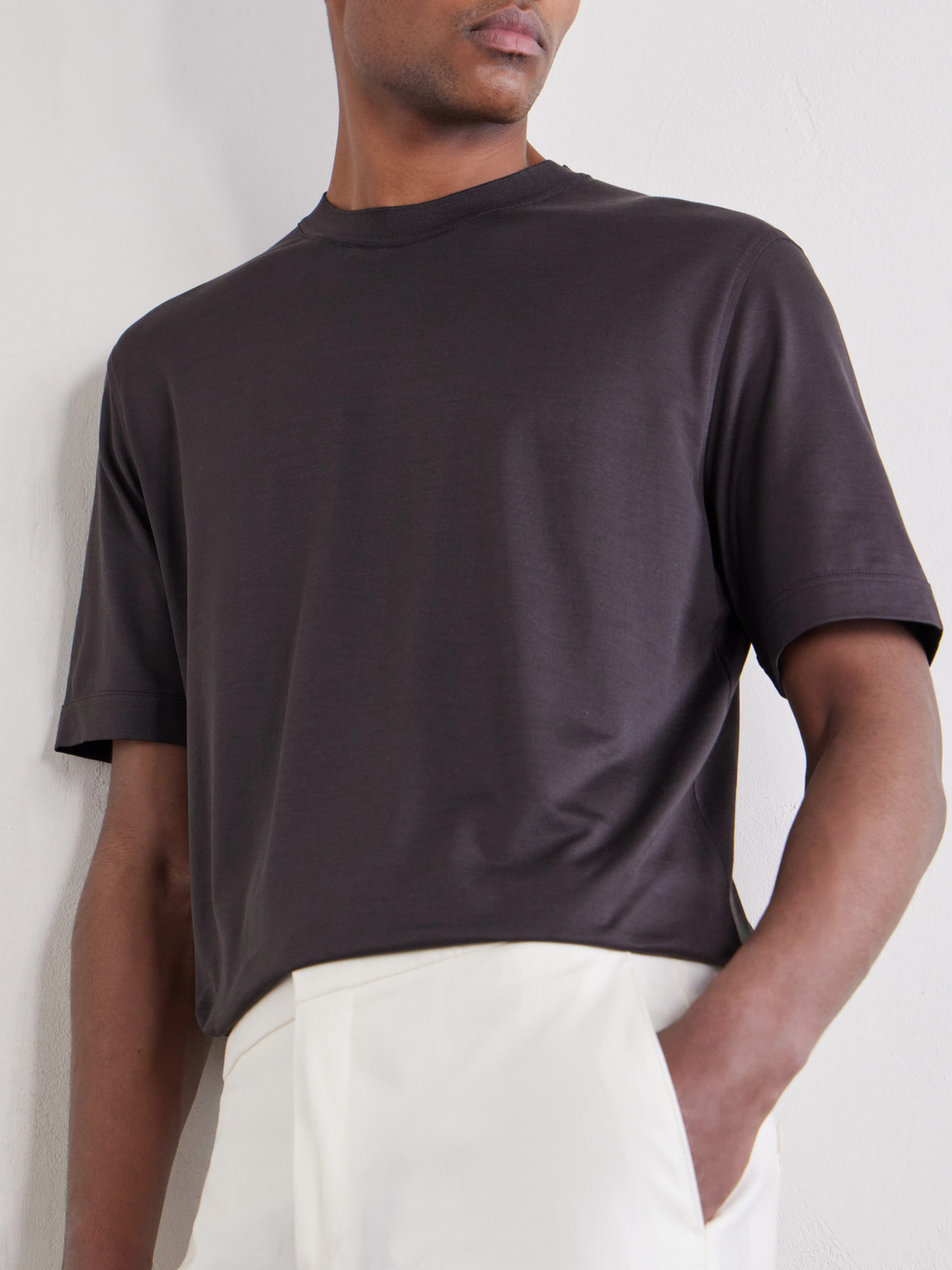Cotton And Silk-Blend T-Shirt
