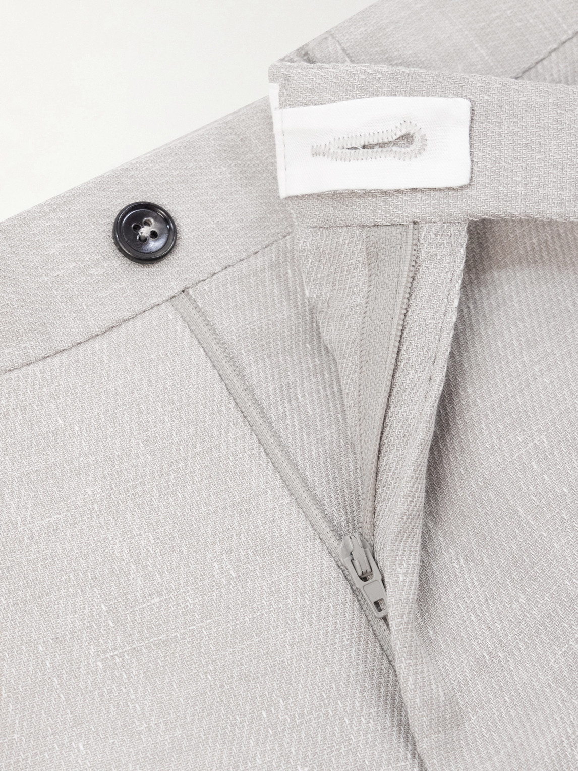 Tapered Pleated Wool, Linen Slim-Fit
