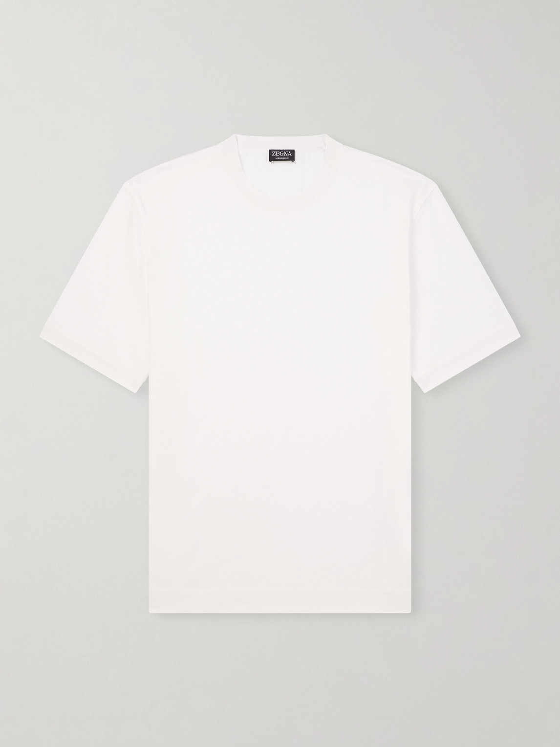 Zegna Slim-fit Logo-embroidered Cotton-jersey T-shirt In White