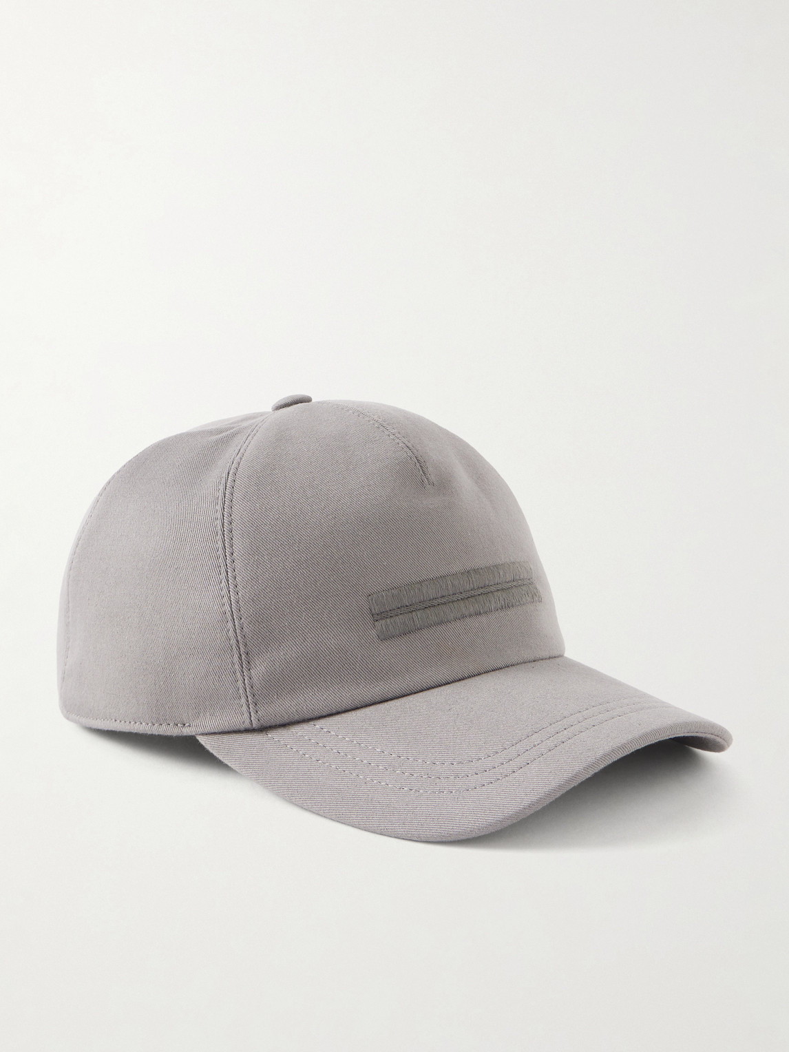 Zegna Embroidered Cotton-twill Cap In Gray