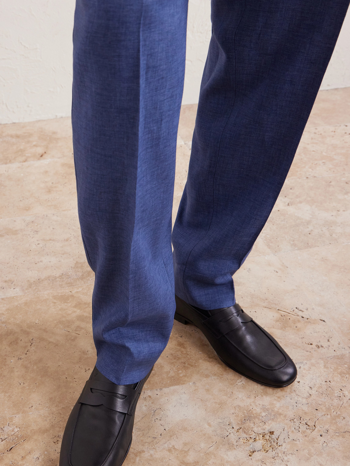 Tapered Pleated Linen Trousers