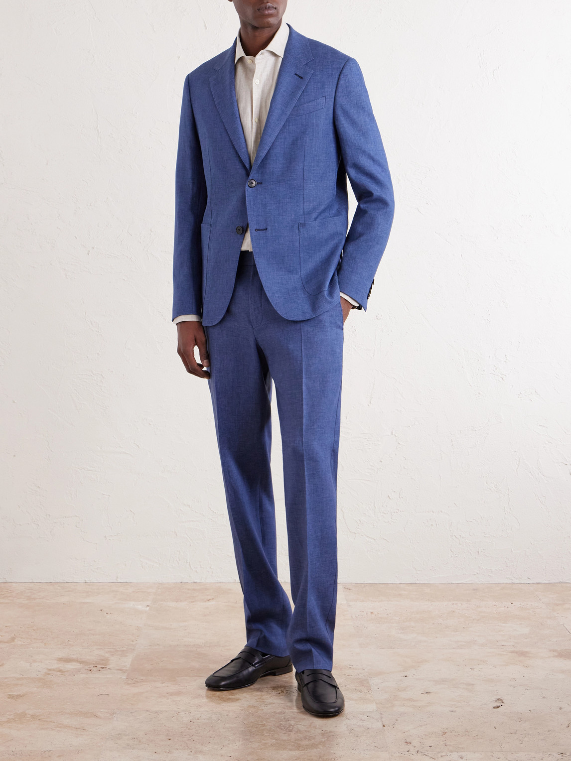 Tapered Pleated Linen Trousers