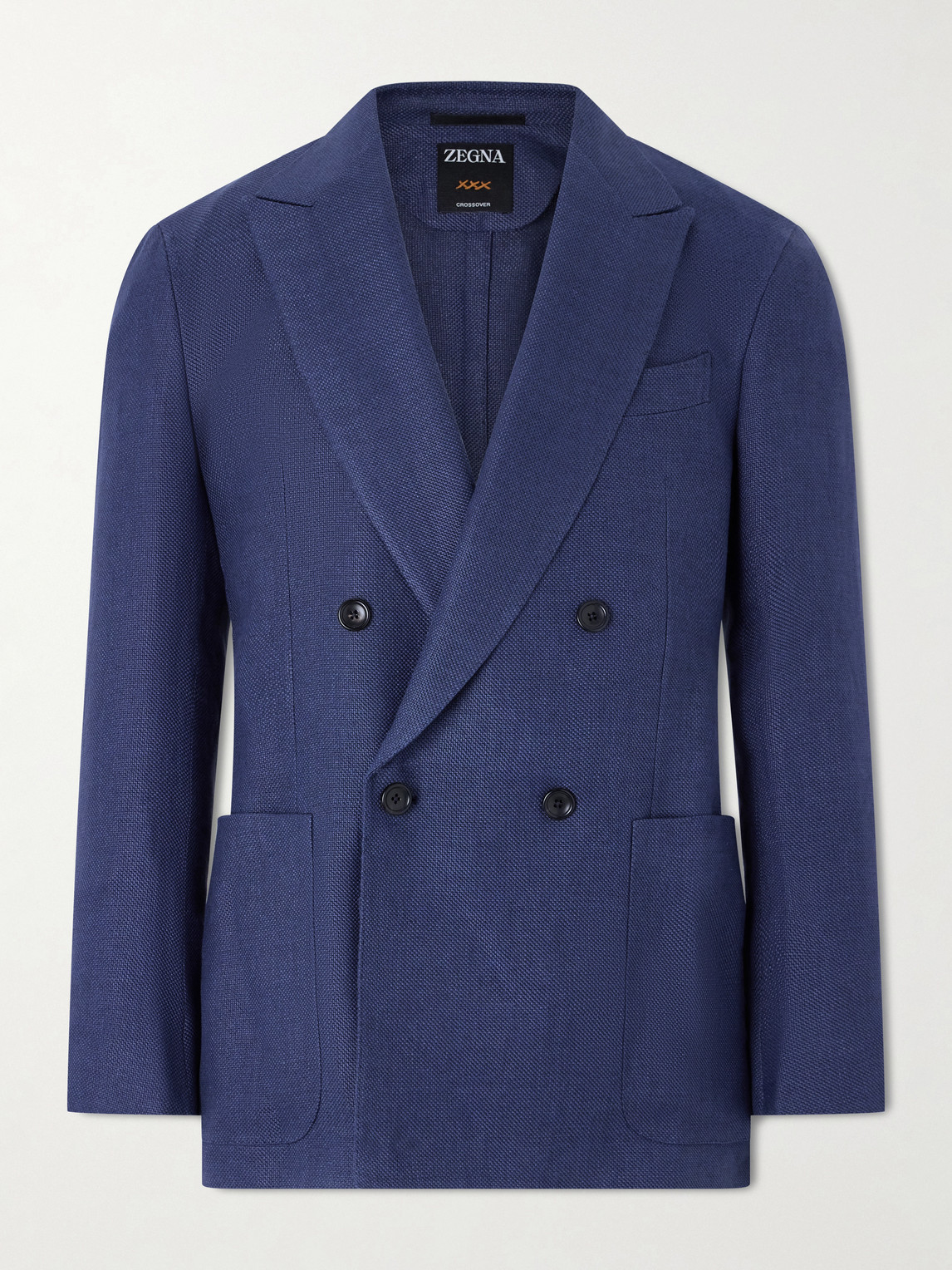 Zegna Double-Breasted Linen, Wool and Silk-Blend Blazer IT 48