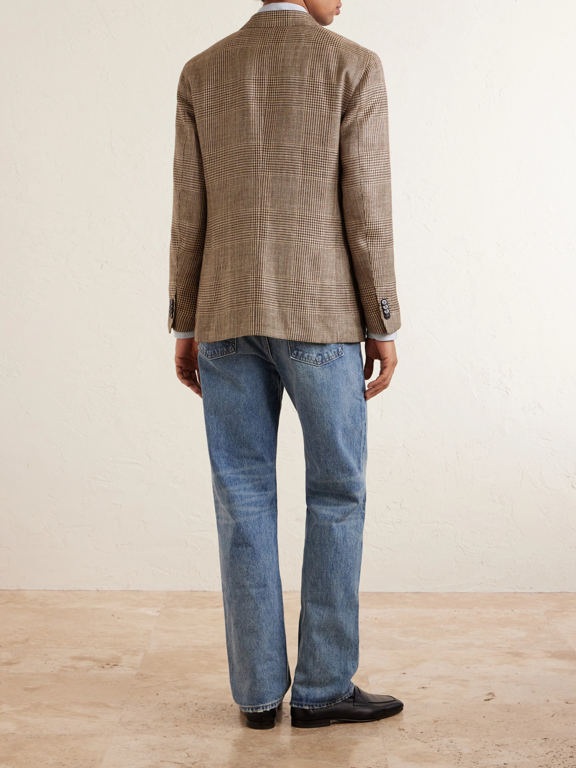 Houndstooth Linen, Silk And Wool-Blend Blazer