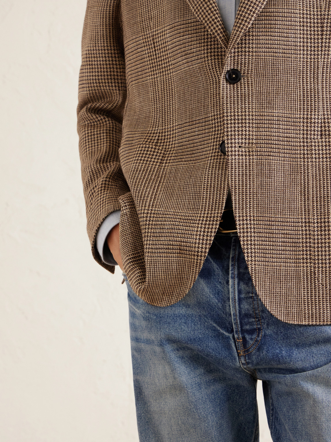 Houndstooth Linen, Silk And Wool-Blend Blazer