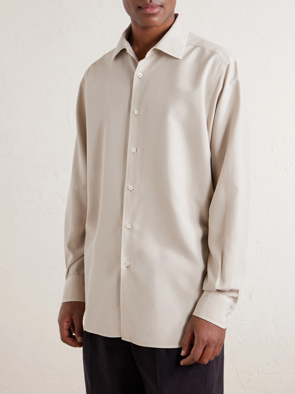 Garment-Dyed Mulberry Silk Shirt