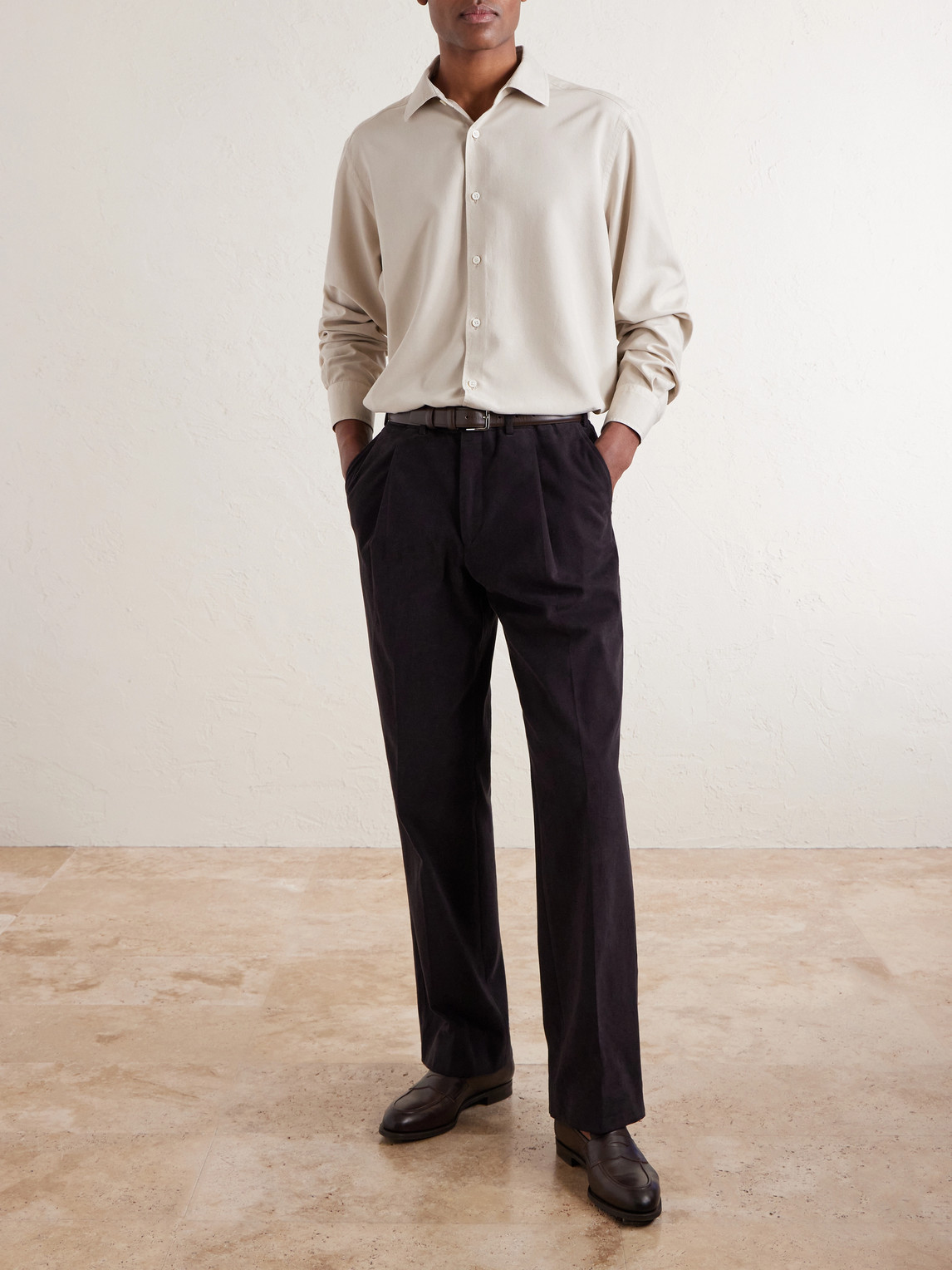 Garment-Dyed Mulberry Silk Shirt