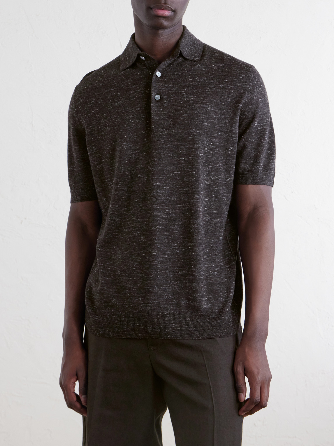 Silk, Cashmere And Linen-Blend Polo Shirt